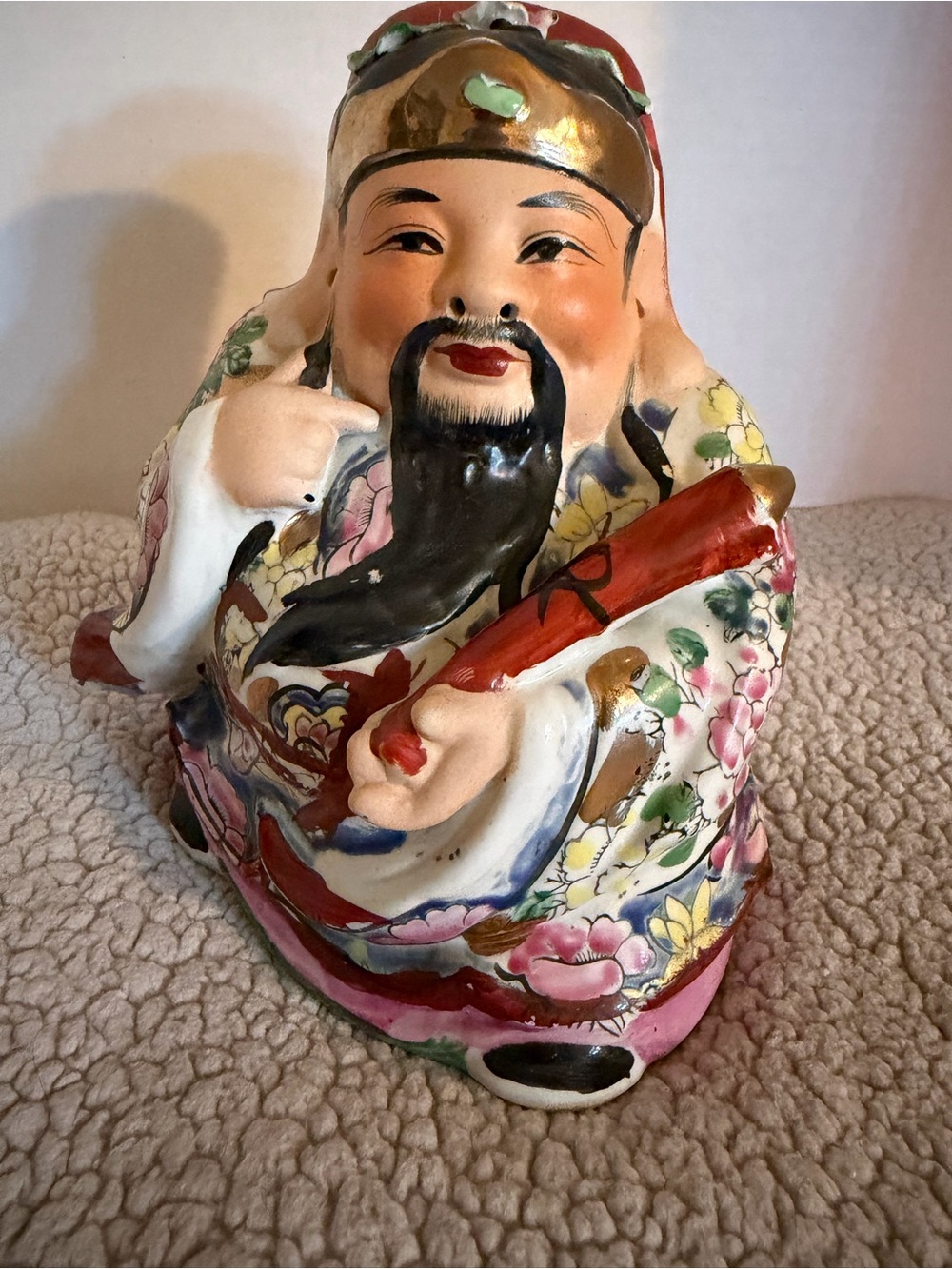 Vintage Chinese Fu Lu porcelain statue. Prosperity, wealth, star God. 1950’s
